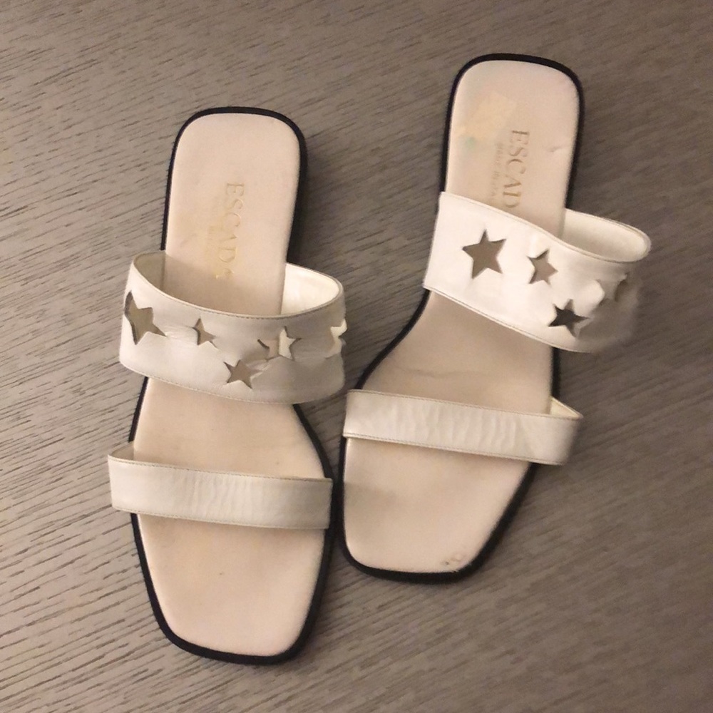 ESCADA white sandals Vintage Size 6.5 B fit 7 - Picture 4 of 9